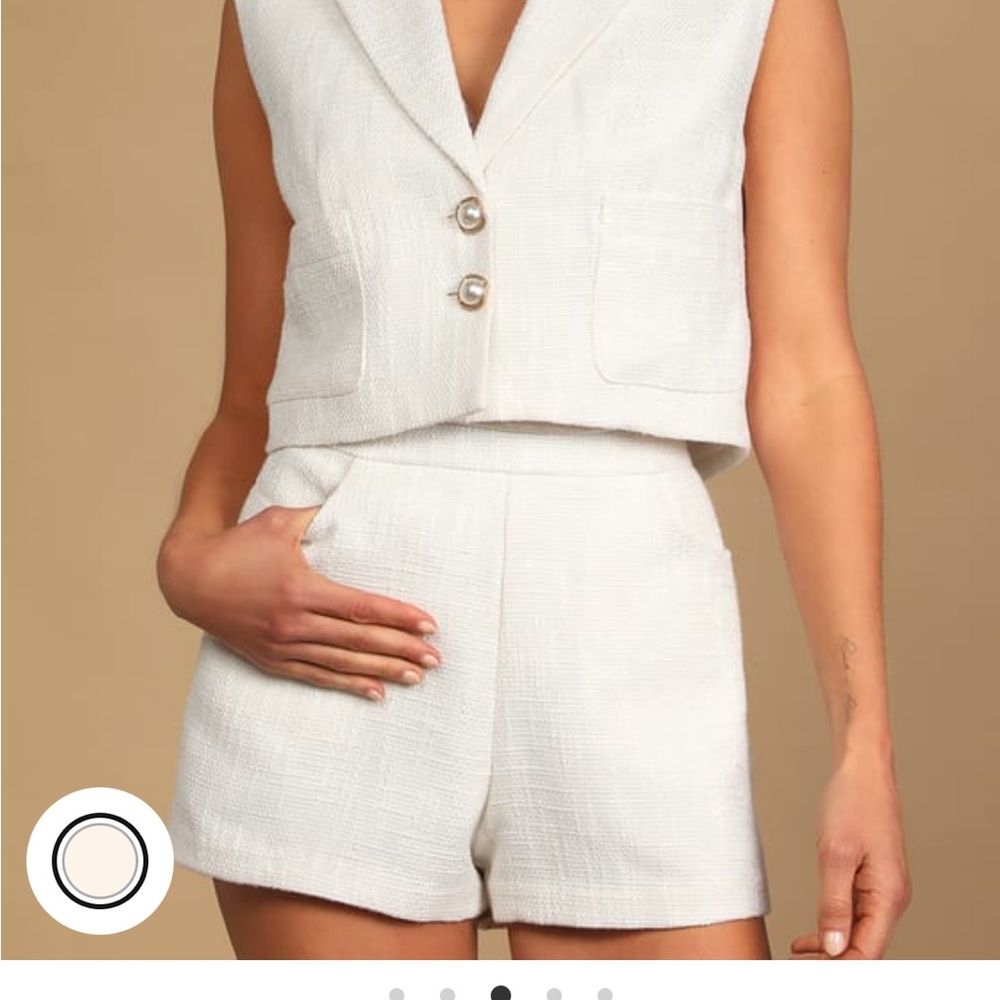 Perfect company ivory tweed high waisted shorts - Lulus